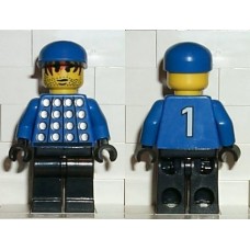 soc010 Soccer Player Red,Blue Team Goalie with 1 on Back